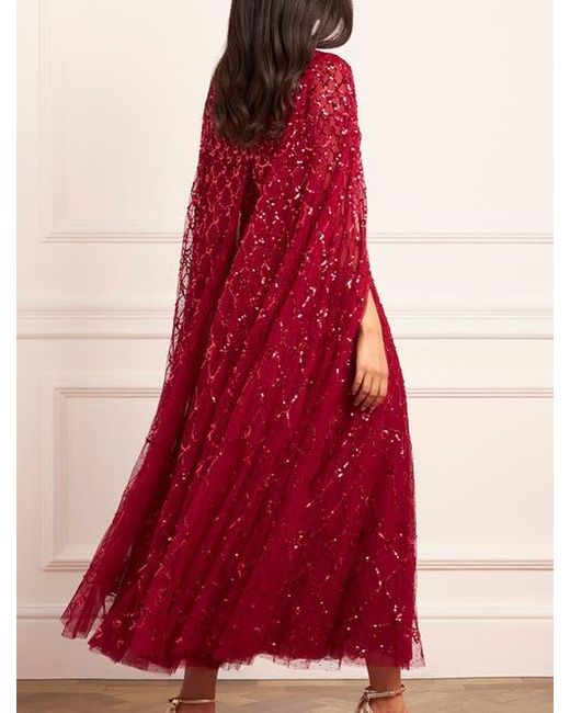 Needle & Thread Red Heart Lattice Cape Ankle Gown