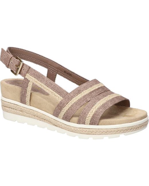 Easy Street Metallic Mel Espadrille Slingback Platform Wedge Sandal
