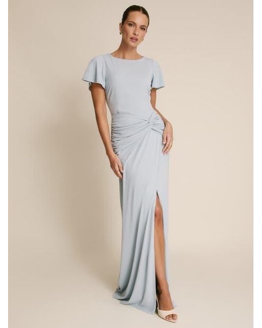 Six Stories Natural Knot Panel Flutter Sleeve Maxi Dress