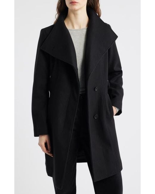 Michael Kors Black Belted Coat With Oversize Collar