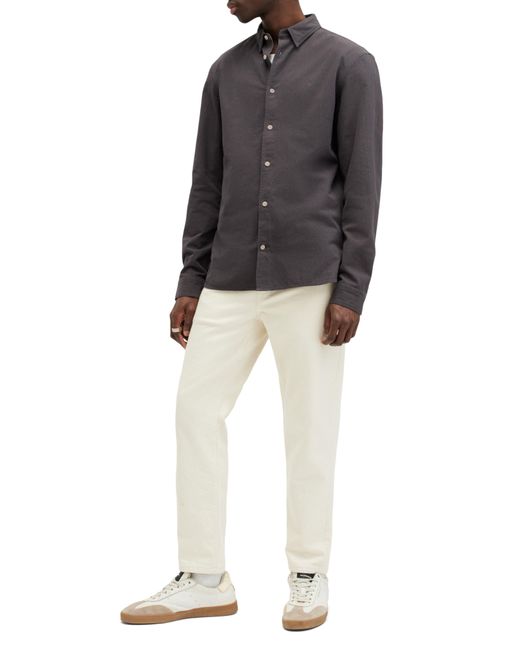 AllSaints Gray Lovell Slim Fit Button-up Shirt for men