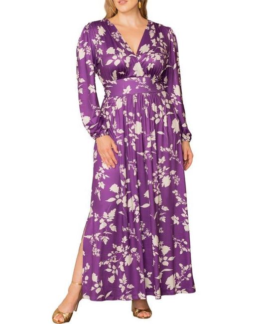 Kiyonna Kelsey Long Sleeve Maxi Dress in Purple | Lyst