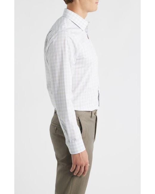 Nordstrom Men's Gray Trim Fit Check Non Iron Cotton Dress Shirt
