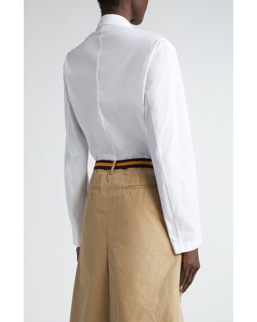 Dries Van Noten White Unconstructed Double Breasted Cotton Blazer Shirt