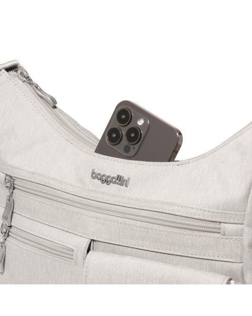 Baggallini Gray Modern Everywhere Hobo Crossbody Bag With Wristlet