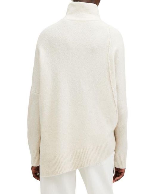 AllSaints White Lock Roll Neck Asymmetric Sweater