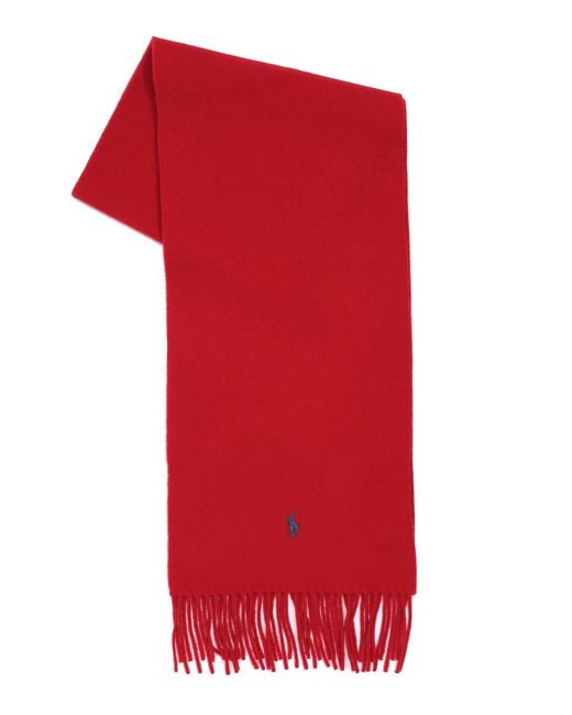Polo Ralph Lauren Red Solid Recycled Wool Scarf