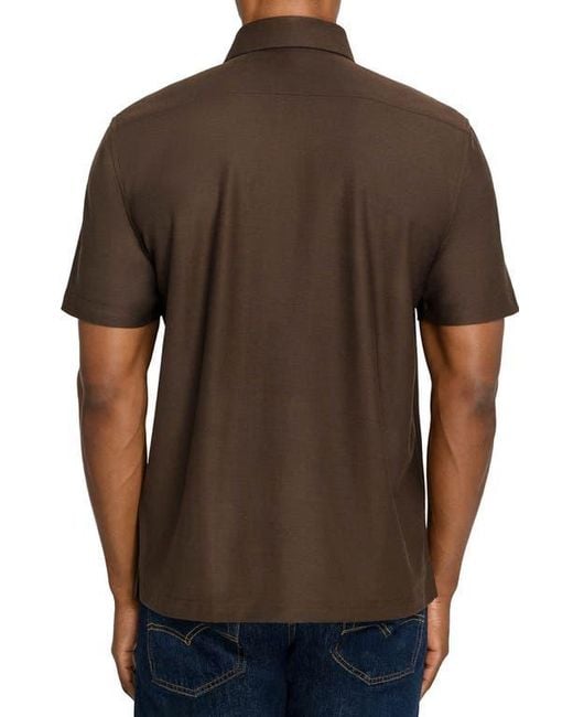 Brooklyn Brigade Brown Solid Mapleton Luxe Cross Dyed Polo for men