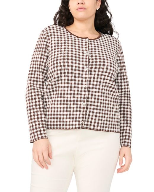 Halogen® Multicolor Gingham Crewneck Cardigan