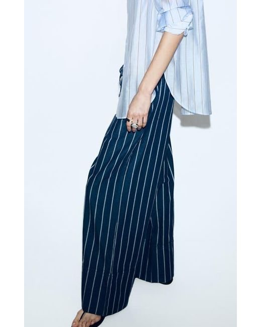 Mango Blue Stripe Drawstring Pants