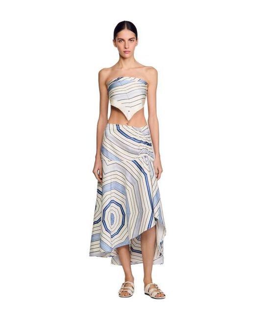 Sandro White Spiral-Motif Maxi Skirt