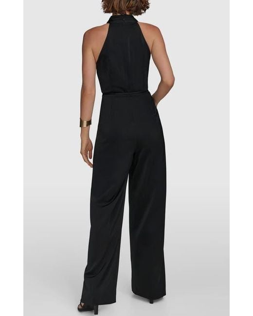 Donna Karan Black Pleated Sleeveless Jumpsuit