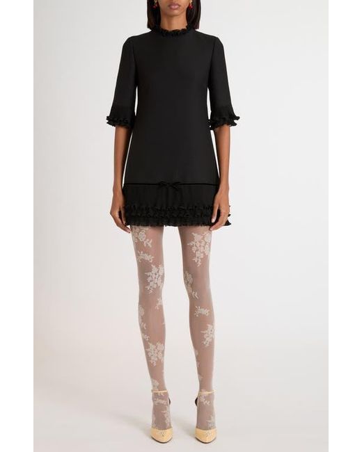 Valentino Garavani Black Ruffle Trim Crepe Couture Minidress