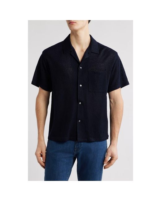 FRAME Black Wool Blend Terry Button-Up Shirt for men
