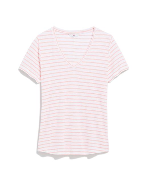 Vineyard Vines Pink V-neck Linen T-shirt