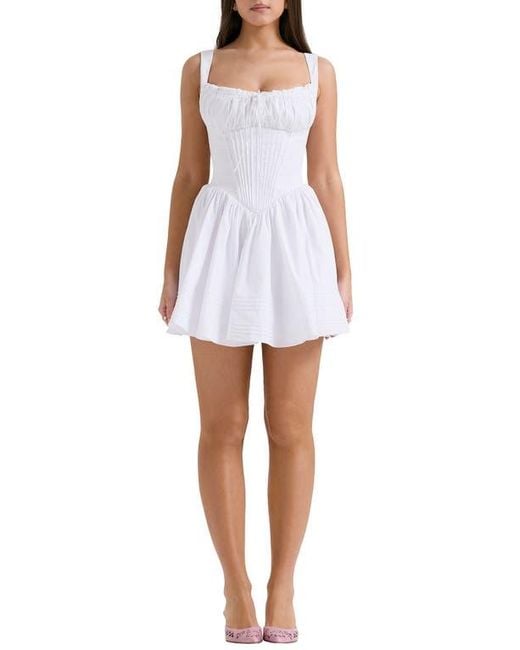 House Of Cb Natassia Corset Cotton Blend Cocktail Minidress in White | Lyst