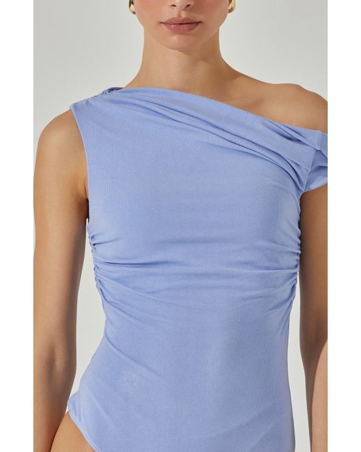 Astr Blue Fiora One-shoulder Bodysuit