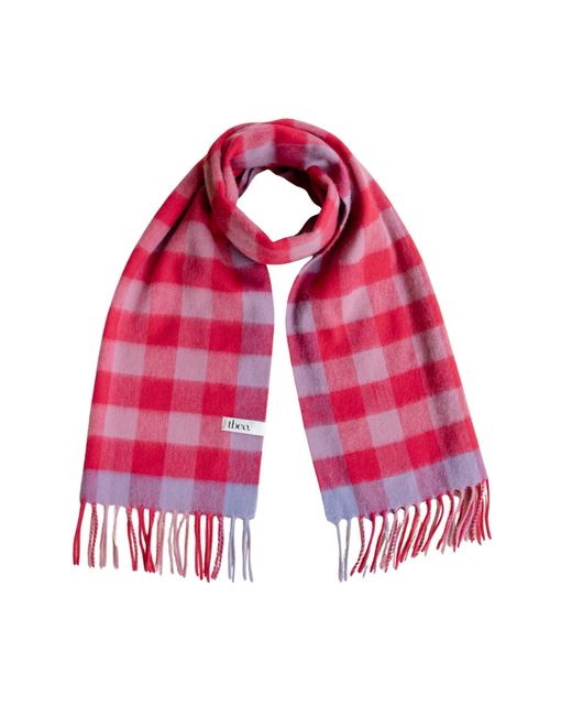 TBCo Red Lambswool Geomteric Pattern Oversized Scarf