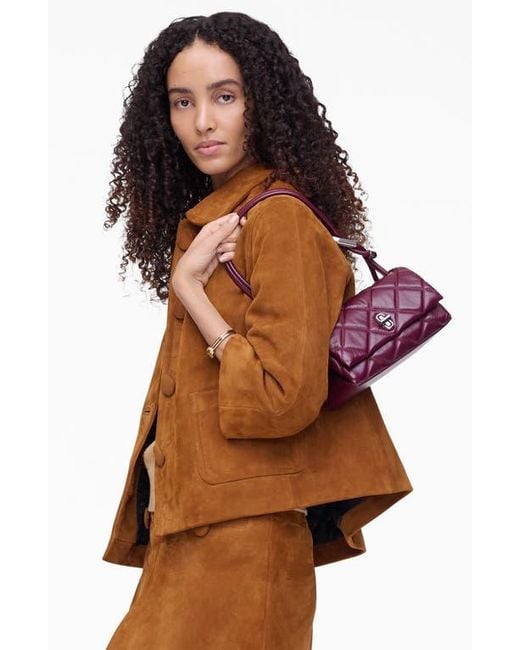 Marc Jacobs Purple The Mini Dual Chain Diamond Quilted Leather Shoulder Bag