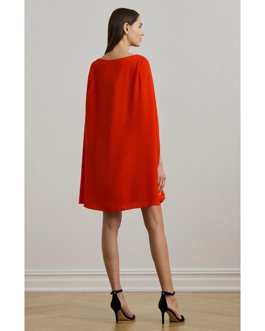 Ralph Lauren Red Capelet Georgette Cocktail Dress