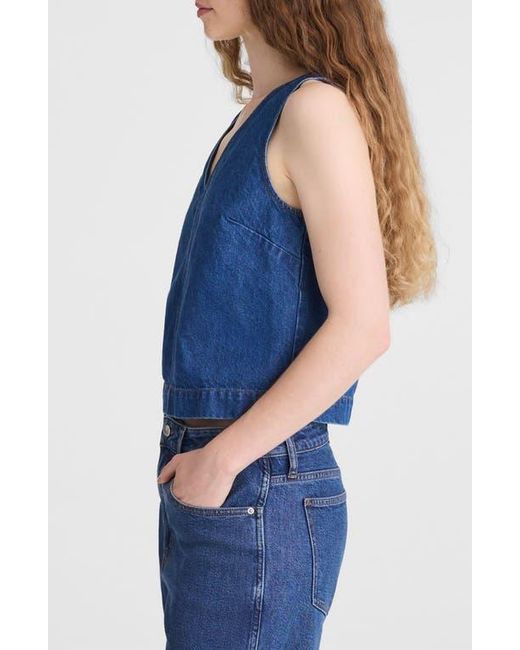 Madewell Blue Denim V-Neck Shell