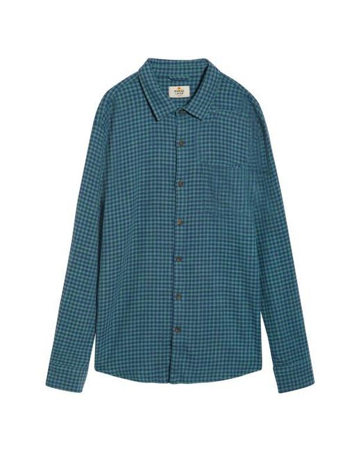 Marine Layer Blue Classic Gingham Stretch Cotton Button-Up Shirt for men