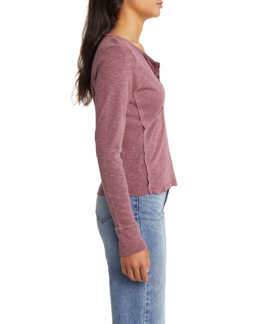 Lucky Brand Red Long Sleeve Cotton Henley