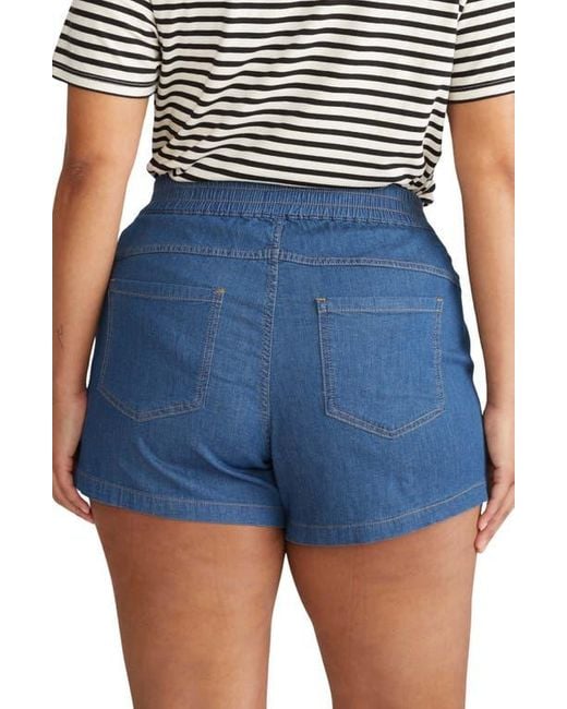 UNIVERSAL STANDARD Blue Capri Cotton Chambray Shorts