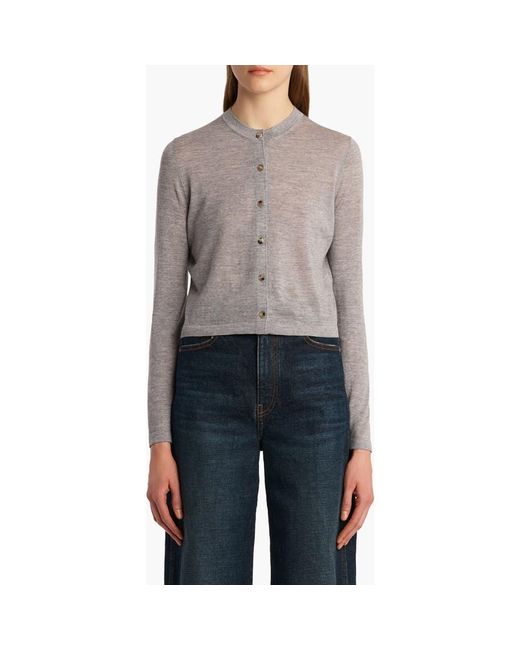 Khaite Gray Brieta Merino Wool Blend Cardigan