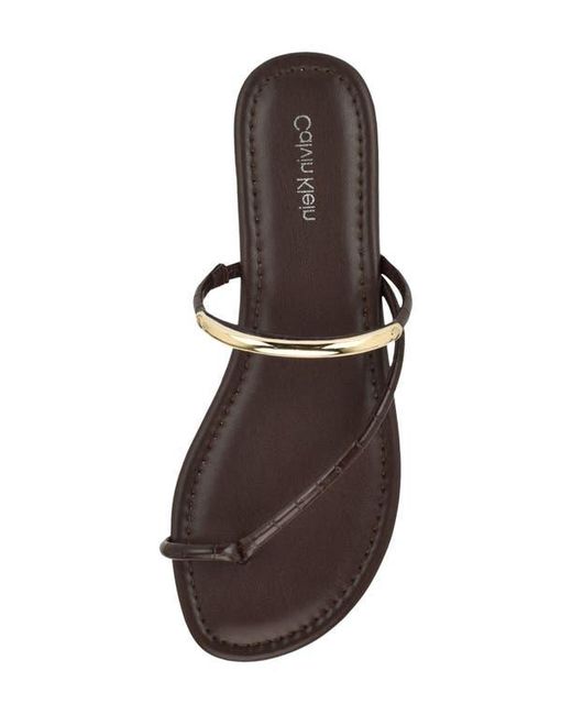 Calvin Klein Brown Bienna Toe Loop Sandal