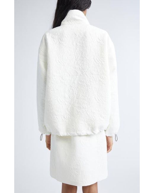 Sandy Liang White Ascher Jacquard Quarter Zip Top