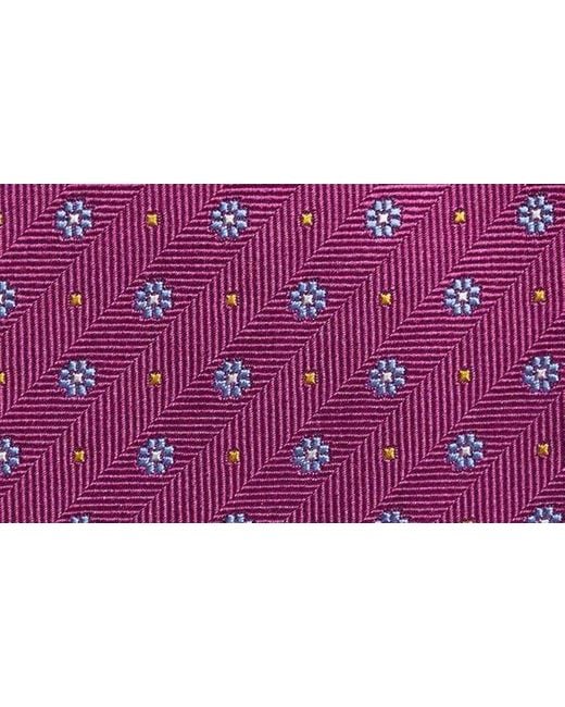 David Donahue Purple Neat Floral Silk Tie for men