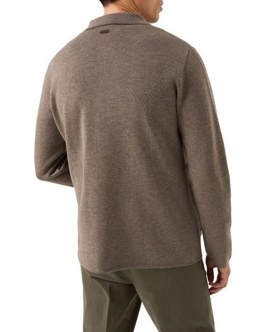 Eton Men's Brown Merino Wool Milano Knit Overshirt