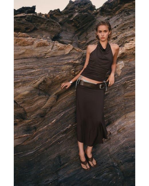 Mango Purple Draped Midi Skirt