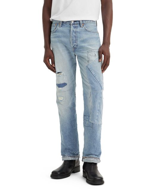 Levi's Blue 501 Patchwork Straight Leg Jeans for men