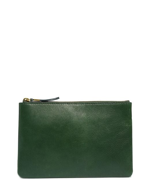 Madewell Green The Leather Pouch Clutch
