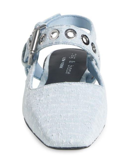 Rag & Bone Blue Moto Astra Mary Jane Slingback Flat