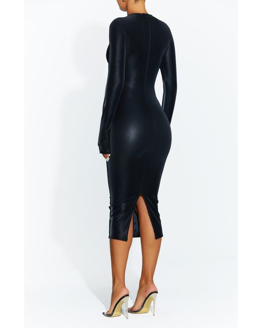 Beige/Black Midi Dress - Naked Wardrobe