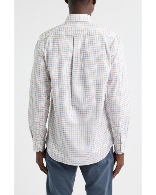 Scott Barber White Windowpane Prep Cotton Twill Button-Down Shirt for men