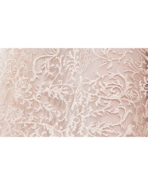 Mac Duggal Natural Lace Long Sleeve Fit & Flare Cocktail Dress