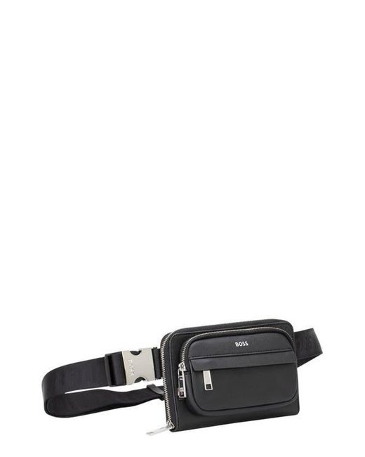 Boss Black Zair Crossover Bonded Leather Belt Bag for men