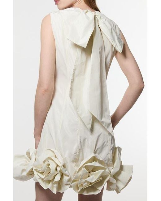 Karen Millen White Taffeta Rosette Woven Mini Dress