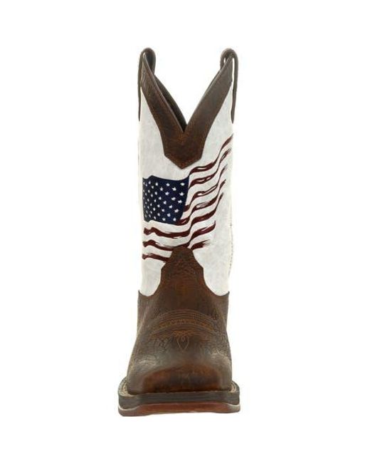 Durango Brown Distressed Flag Embroidery Western Boot for men