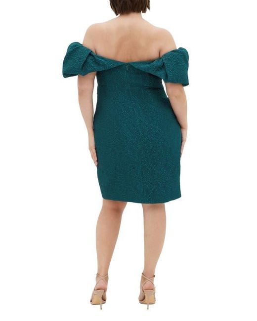 City Chic Green Jez Off The Shoulder Minidress