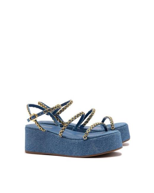 Larroude Blue Gio Milanina Flatform Sandal