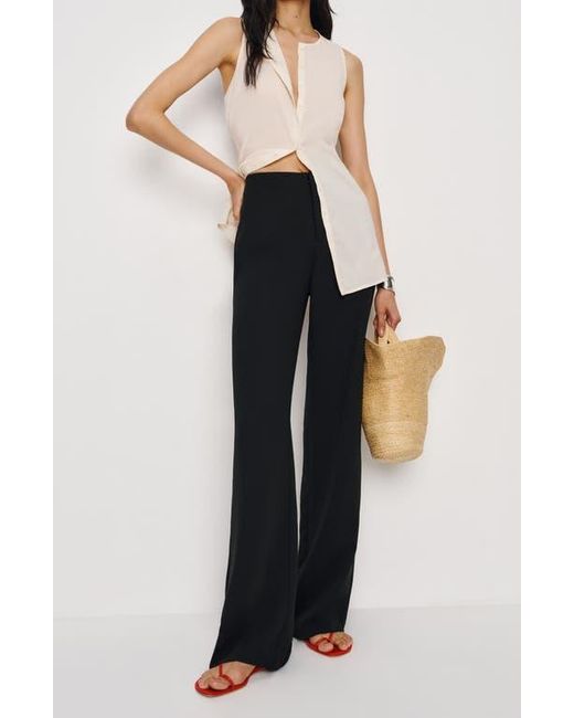 Reformation Black Vida High Waist Wide Leg Crepe Pants