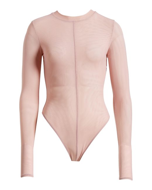 Naked Wardrobe Pink Seamed Long Sleeve Bodysuit