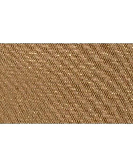 Donna Karan Brown Metallic Short Sleeve Sweater