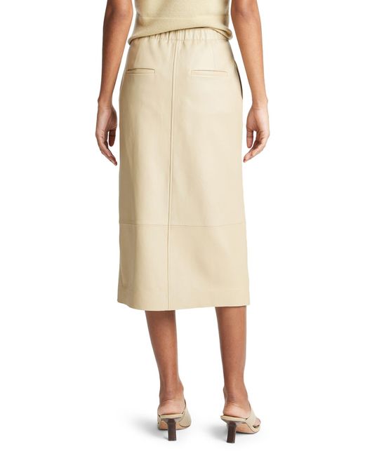 Vince Natural Straight Fit Leather Midi Skirt