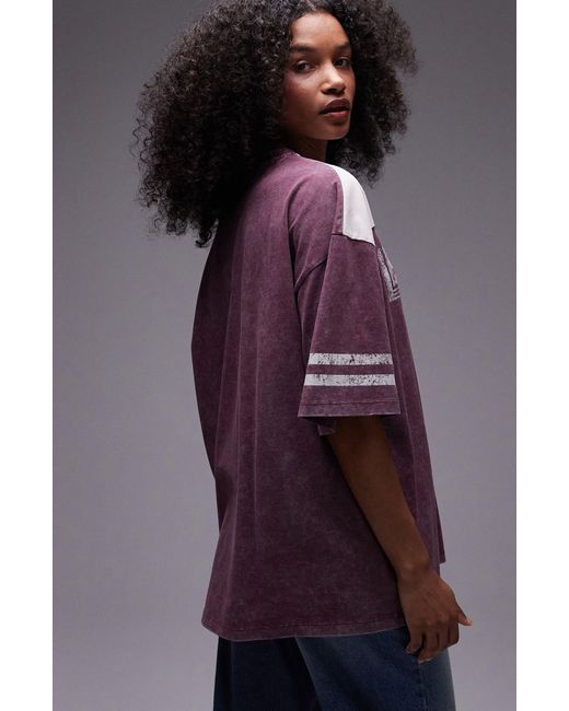 TOPSHOP Red Le Sports Oversize Colorblock Graphic T-shirt